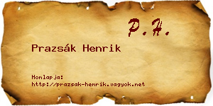 Prazsák Henrik névjegykártya