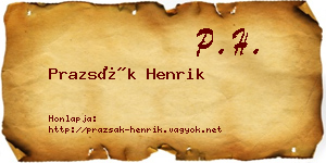 Prazsák Henrik névjegykártya